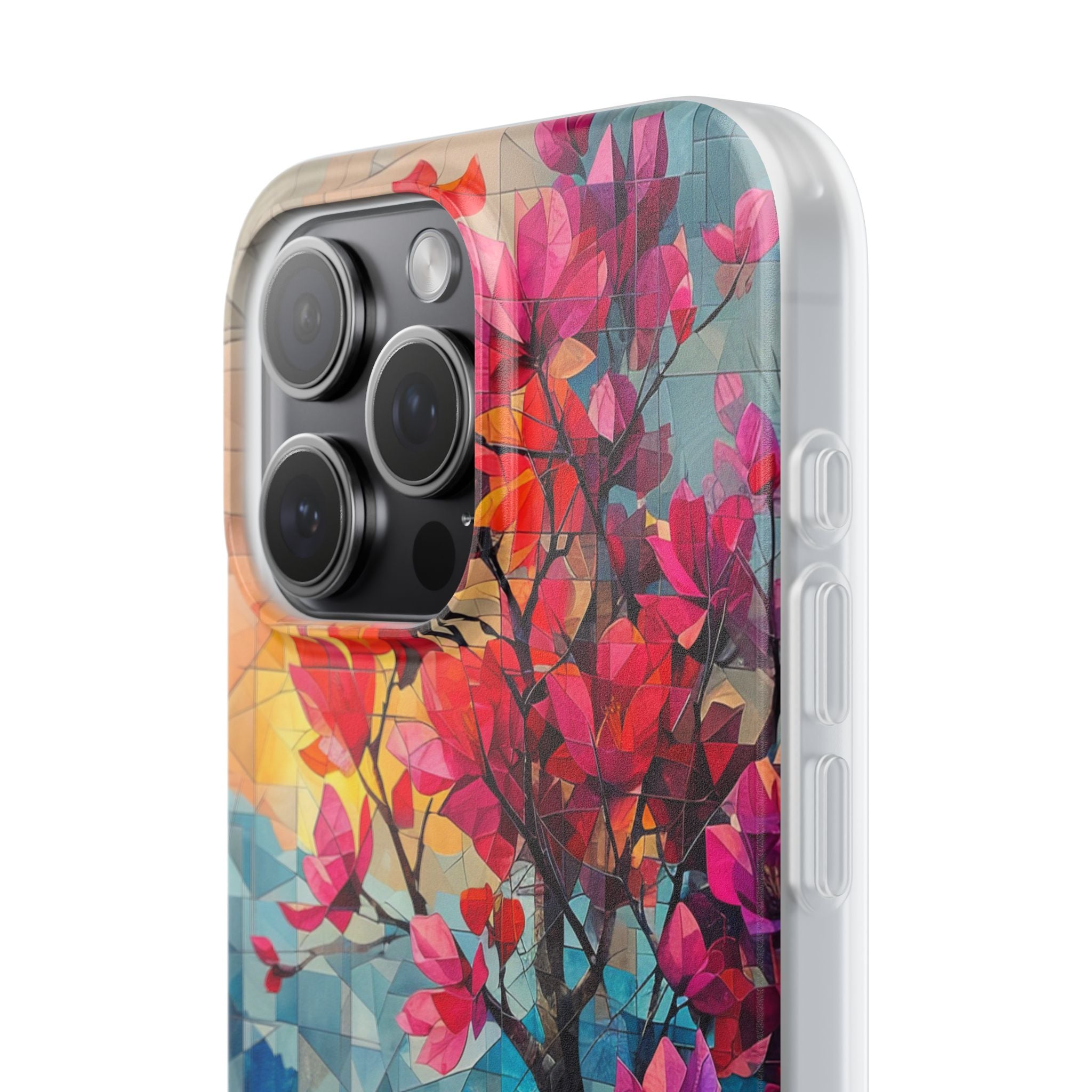 Vibrant Geometric Tree Landscape iPhone 15 - Flexi Phone Case