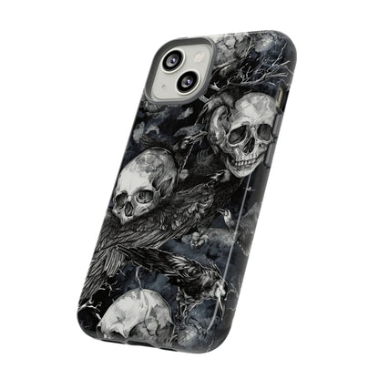 Skulls and Ravens Gothic - Protective Phone Case