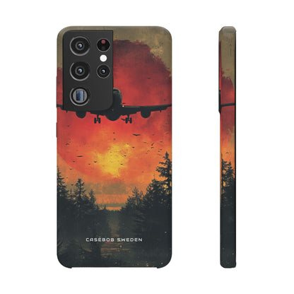 Vintage Sunset Airplane Silhouette Samsung S21 - Slim Phone Case