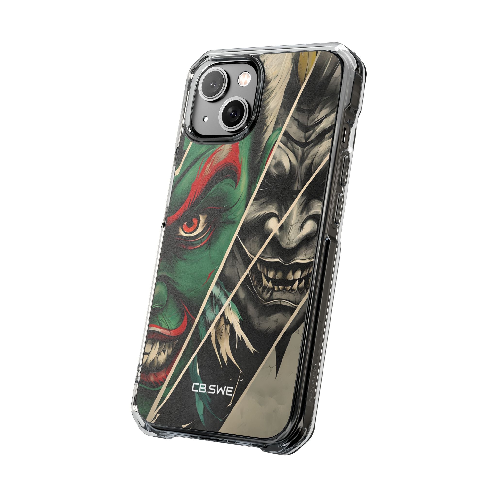 Striking Japanese Mask Art Vivid Colors iPhone 14 - Impact Clear+
