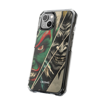 Striking Japanese Mask Art Vivid Colors iPhone 14 - Impact Clear+