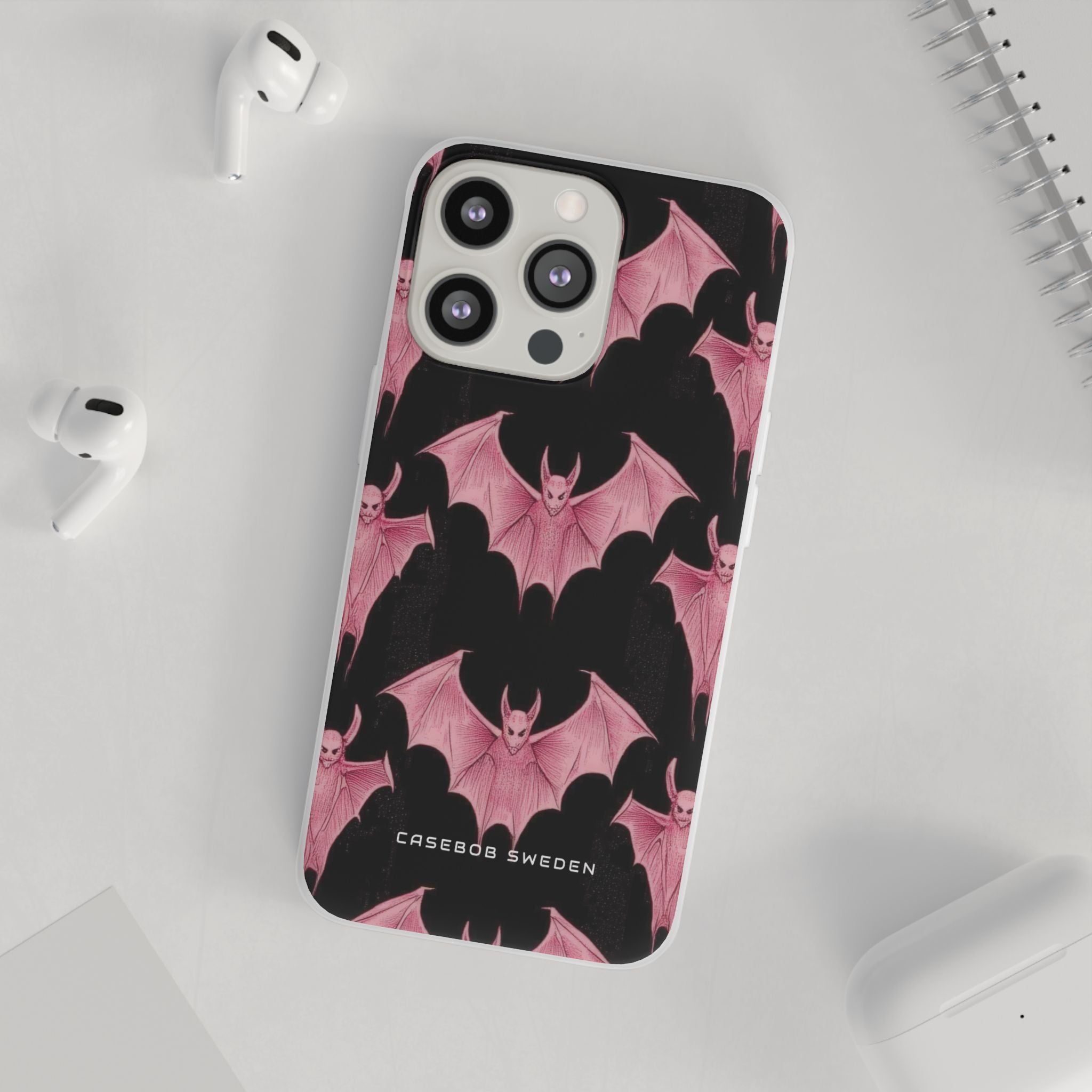 Gothic Pink Bats Aflame iPhone 13 - Flexi Phone Case