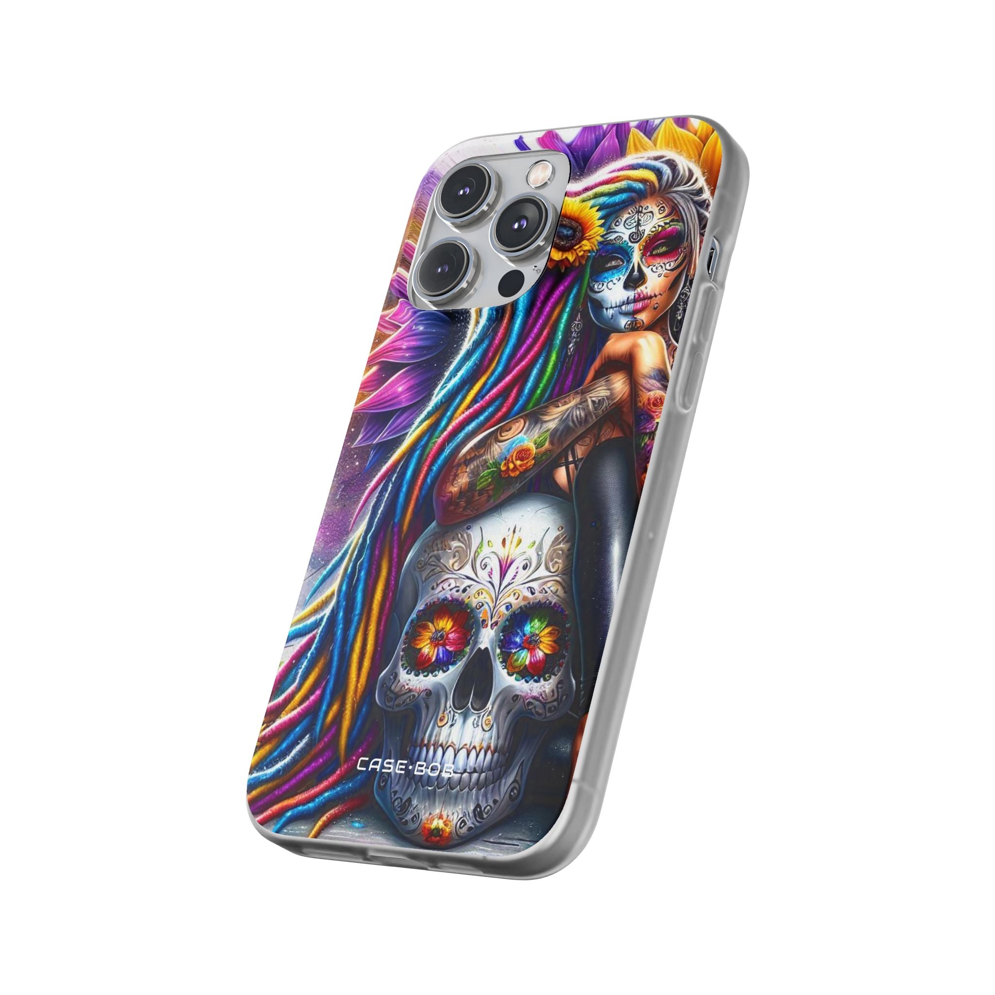 Sunflower Skull Glow iPhone 14 Pro Max Case - Soft