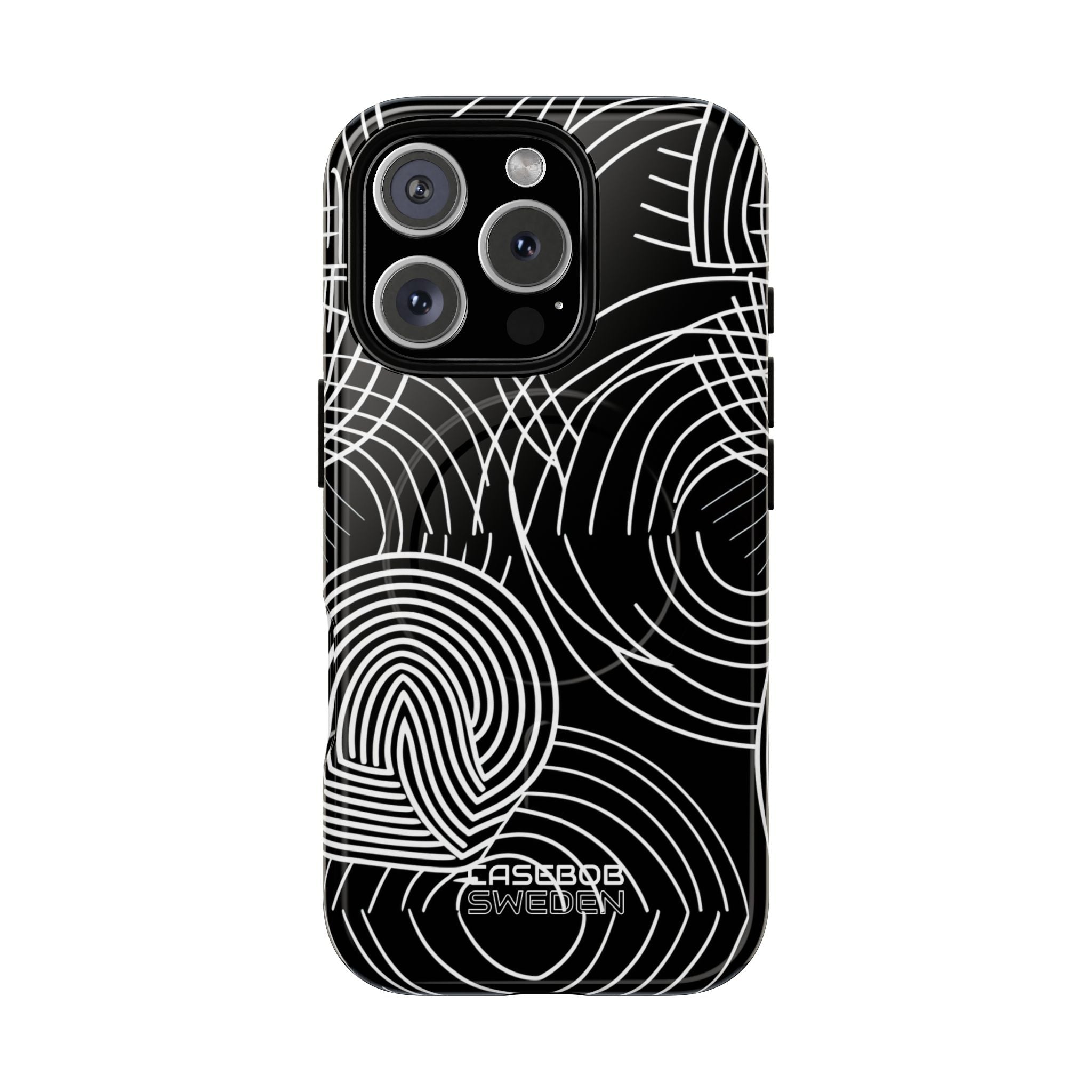 Monochrome Spiral Curves iPhone 16 - Tough+