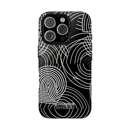 Monochrome Spiral Curves iPhone 16 - Tough+