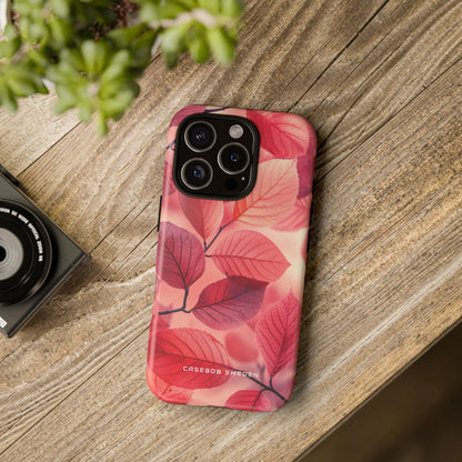 Elegant Pink Leaves iPhone 16 - Tough Phone Case