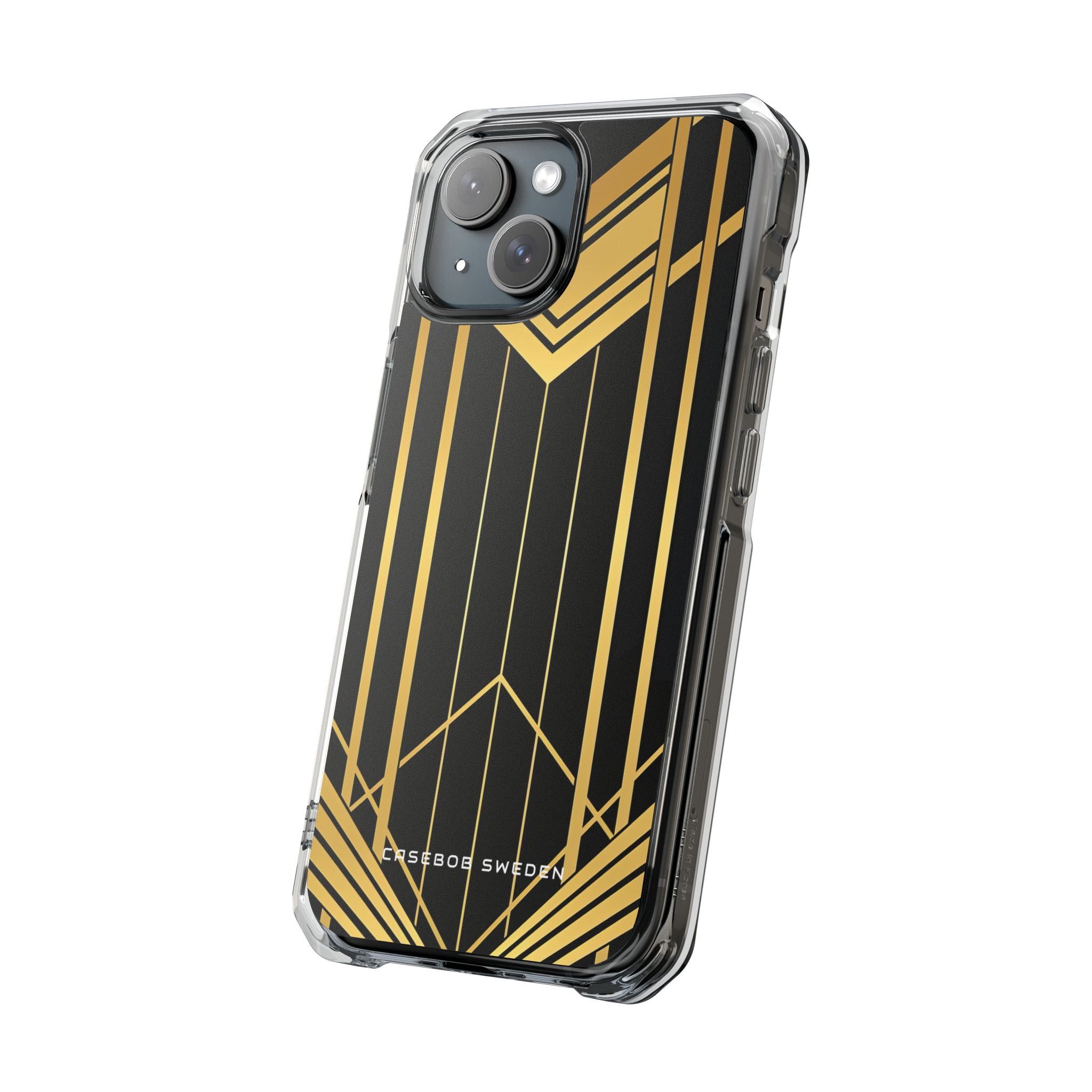 "Golden Art Deco Symmetry in Geometric Elegance" iPhone 15 - Clear Impact Phone Case