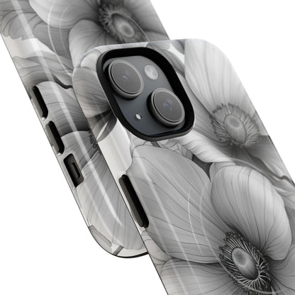 Graustufen-Blumenharmonie iPhone 15 – Robust+