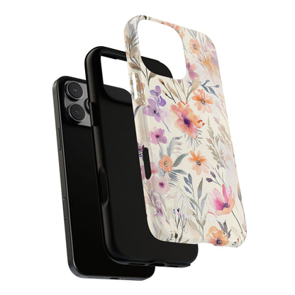 Soft Pink Floral Watercolor Design - Tough iPhone 16 Phone Case