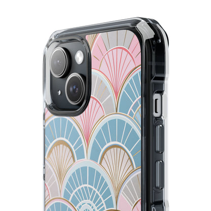 Art Deco Pastel Fan Pattern - Clear Impact iPhone 15 Phone Case