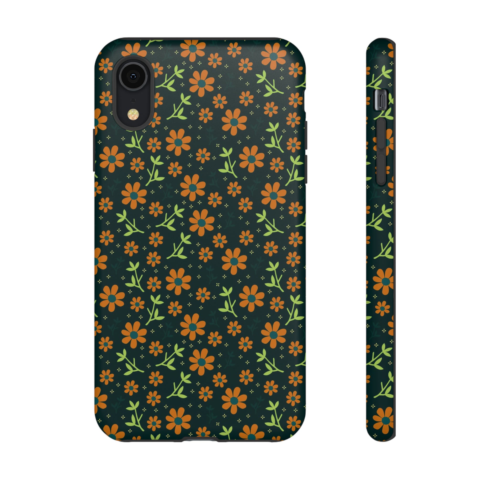 Green Flower Pattern - Protective Phone Case