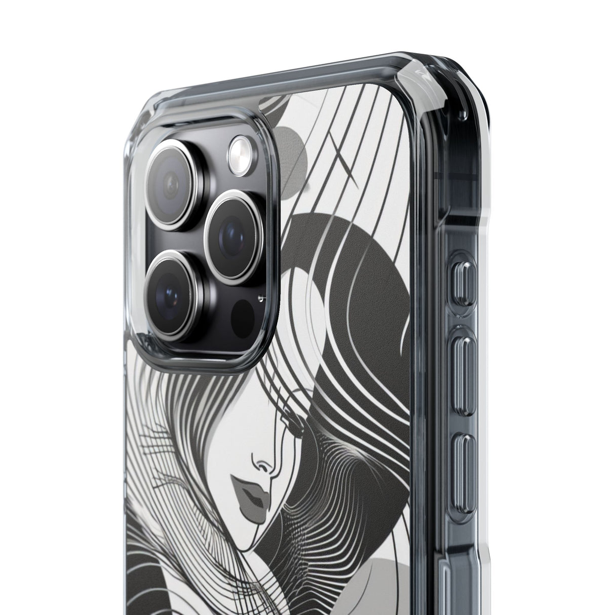 Fluid Noir Rhythm – Handyhülle für iPhone (Clear Impact – Magnetisch) 