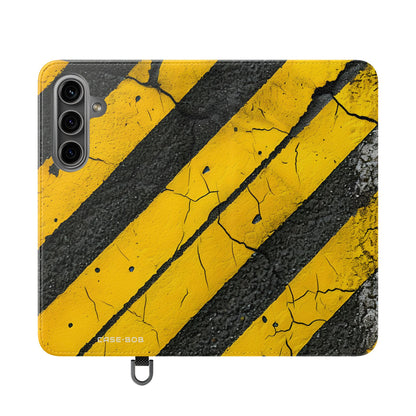 Yellow Stripes Distress - Samsung S24 Case - Wallet