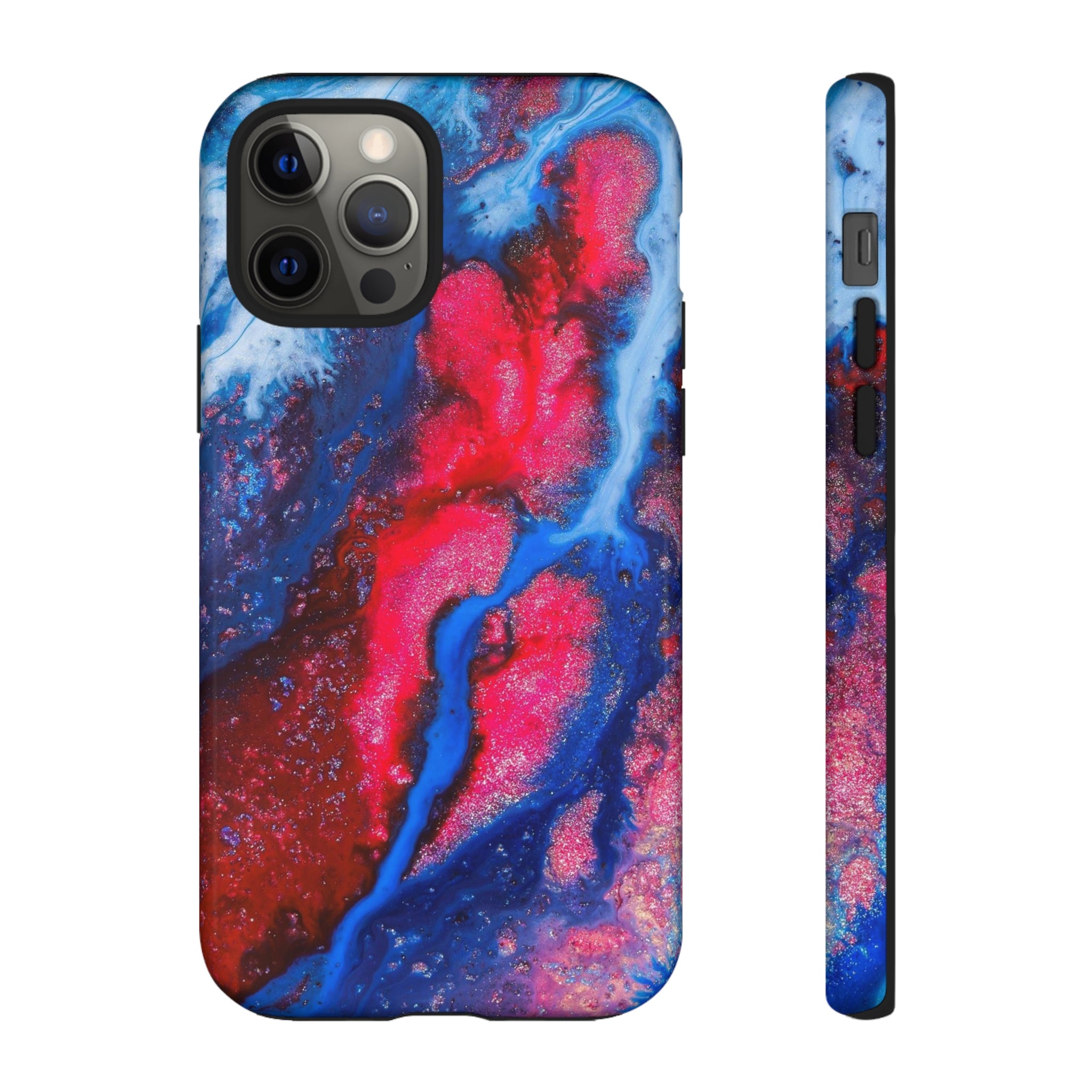 Red n Blue Ink Art iPhone Case (Protective) iPhone 12 Pro Glossy Phone Case