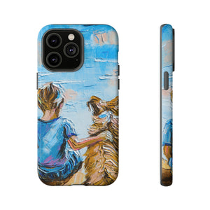 Boy with Dog - Protective Phone Case