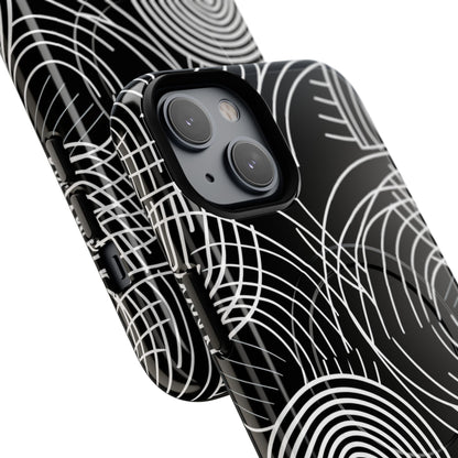 Monochrome Spiral Curves iPhone 14 - Tough+