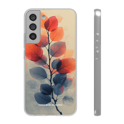 Orange Gray Leaves - Flexi Samsung S22 Phone Case