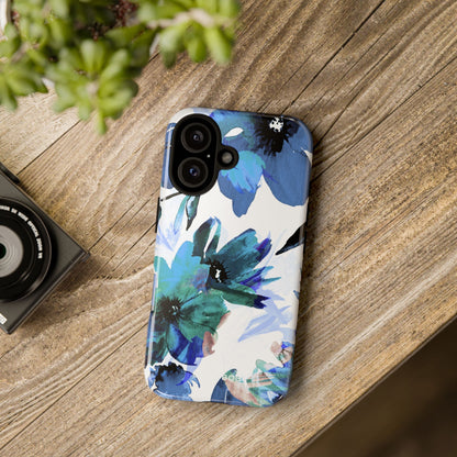 Blue Blossom Radiance iPhone 16 Case - Tough