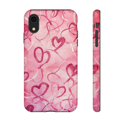 Intertwined Hearts & Cupid - Protective Phone Case