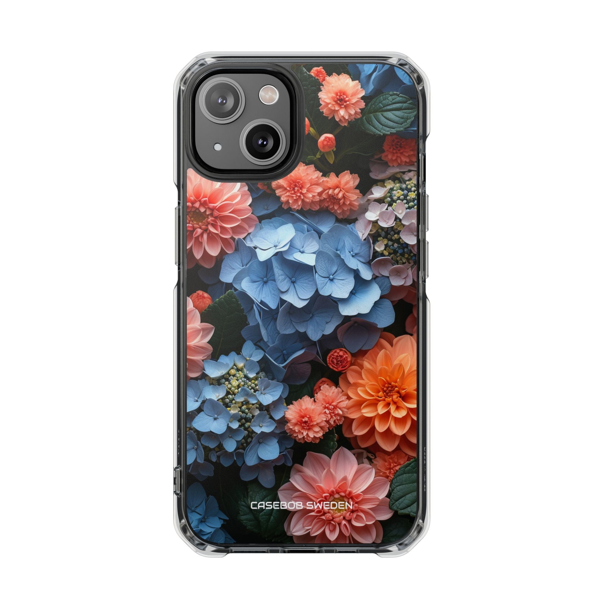 Blue Floral Bliss - Clear Impact iPhone 14 Phone Case