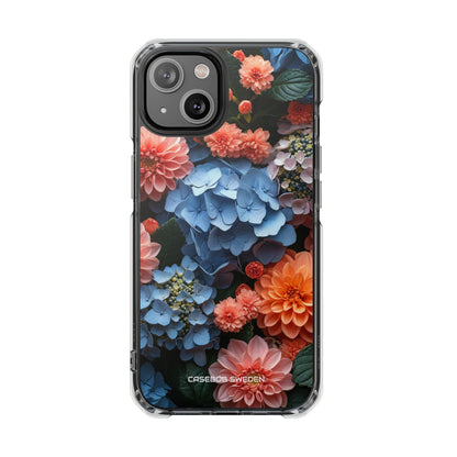 Blue Floral Bliss - Clear Impact iPhone 14 Phone Case