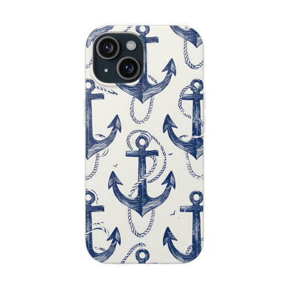 Navy Anchor Loop iPhone 15 Case - Soft