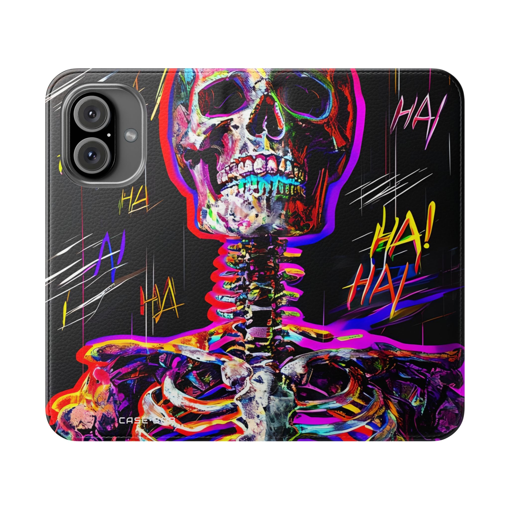 Neon Skeleton Laughter - iPhone 16  Case - Wallet