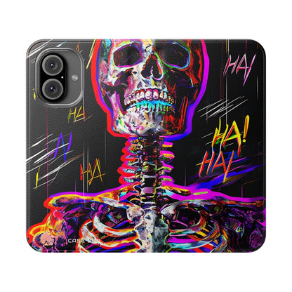 Neon Skeleton Laughter - iPhone 16  Case - Wallet