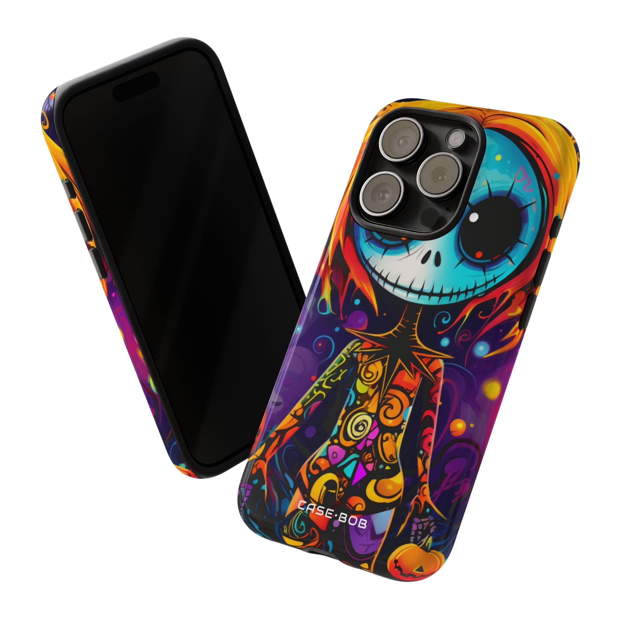 Blue Skull Swirl iPhone 15 Pro Case - Tough