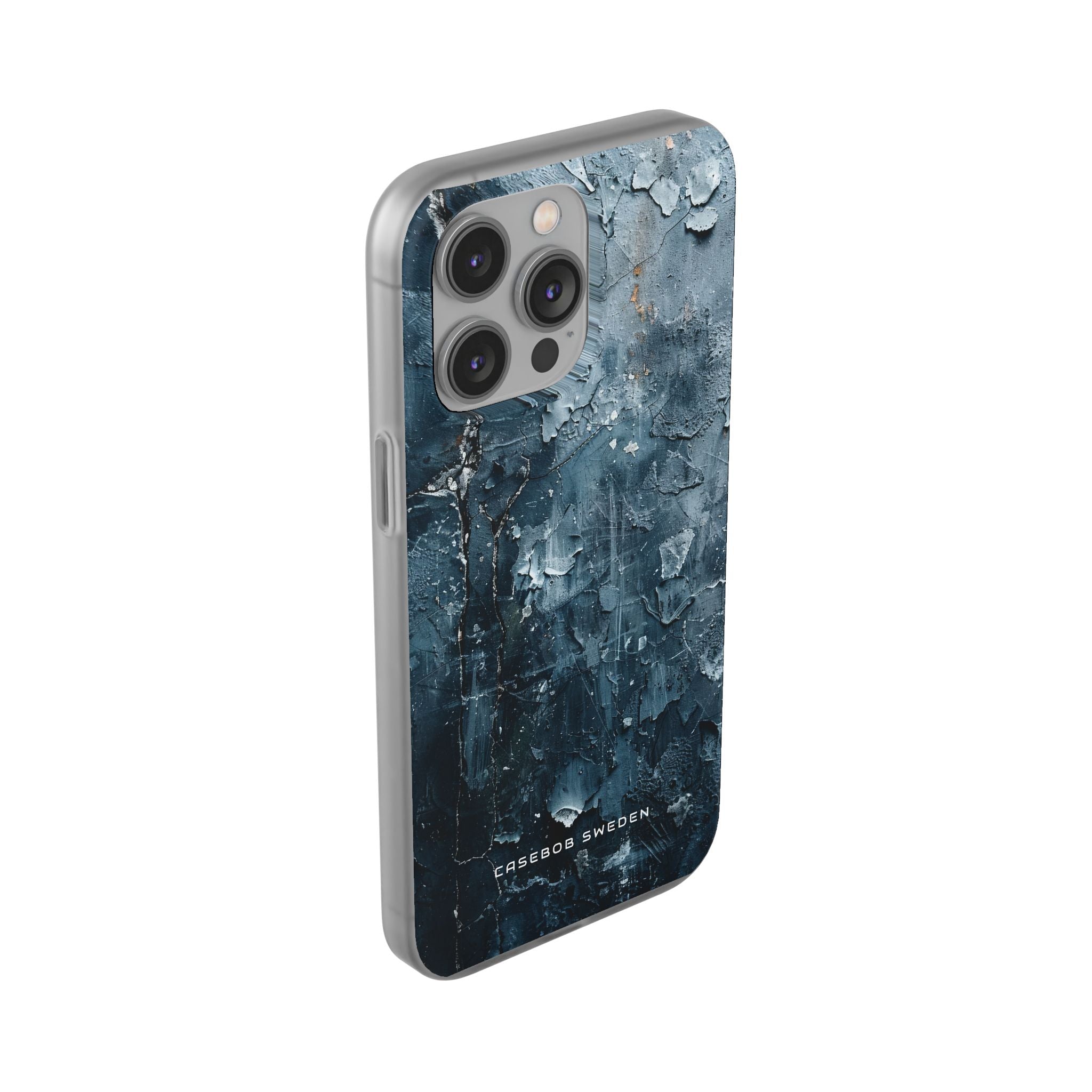 Weathered Blue Tapestry with Cracked Layers iPhone 14 - Flexi Phone Case