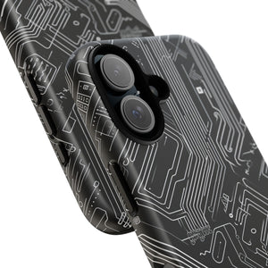 Circuitry Dreams: Abstract Black Design - for iPhone 16