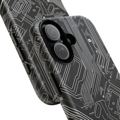 Circuitry Dreams: Abstract Black Design - for iPhone 16