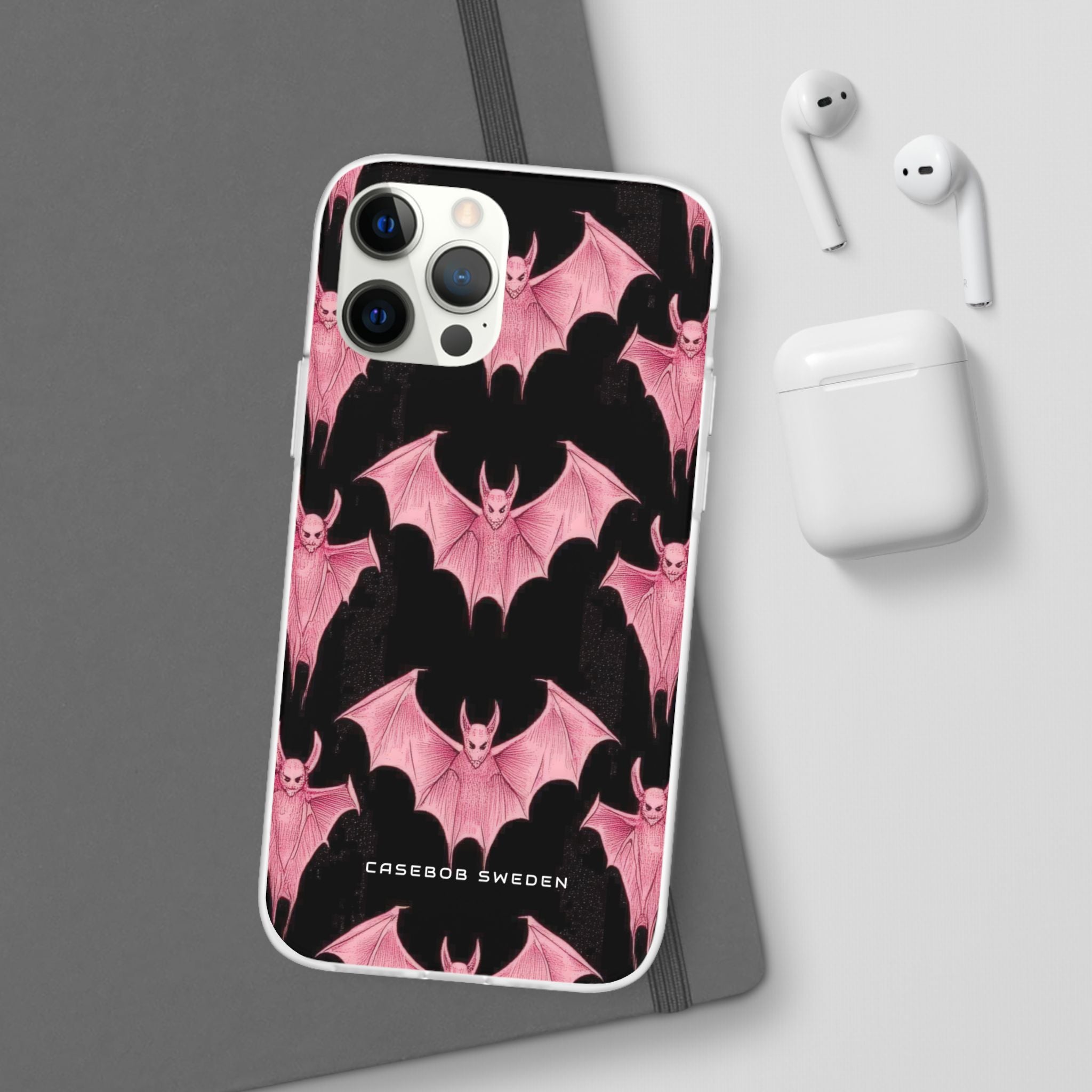 Gothic Pink Bats Aflame iPhone 12 - Flexi Phone Case