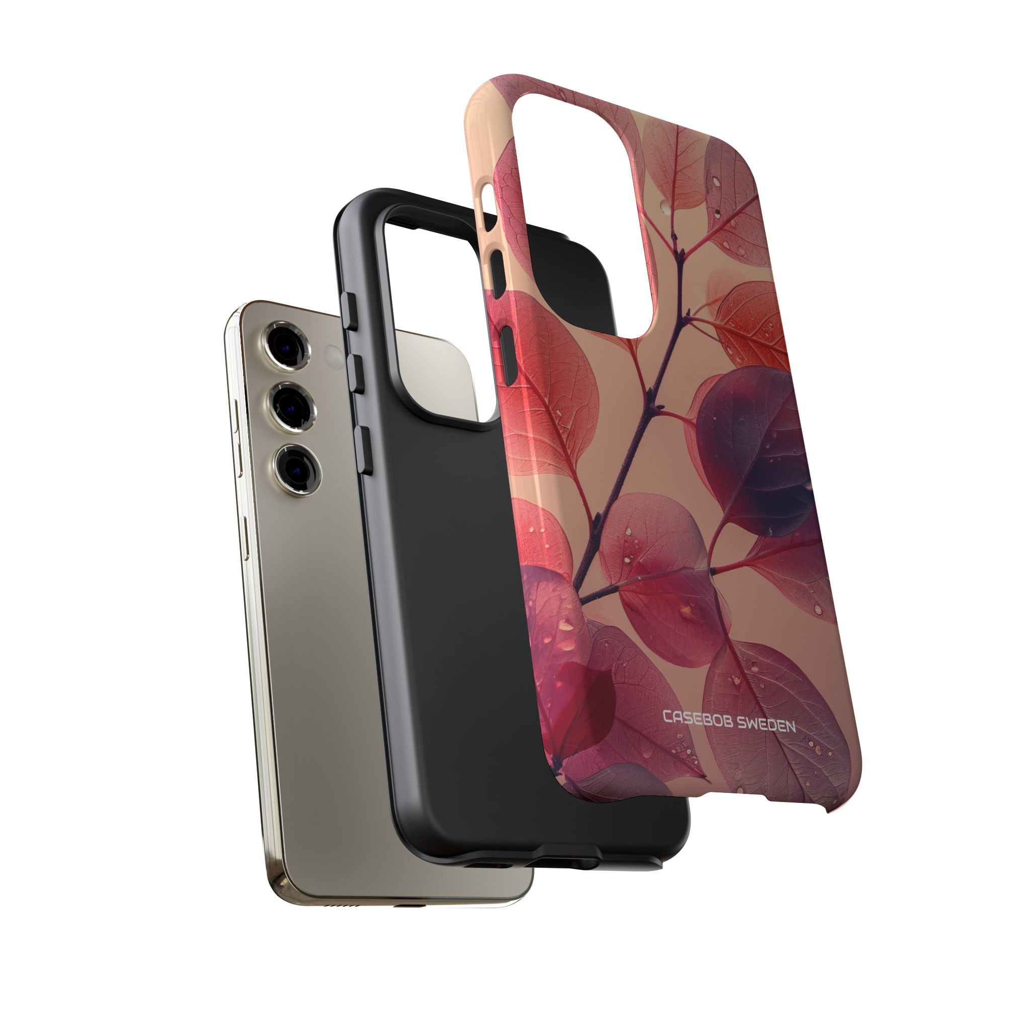 Pink Serenity Leaf Design - Tough Samsung S23 Phone Case