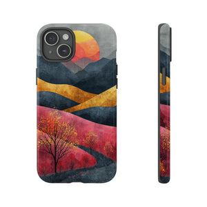 Nature's Geometry: Bright Sunset Mountain - Protective Phone Case