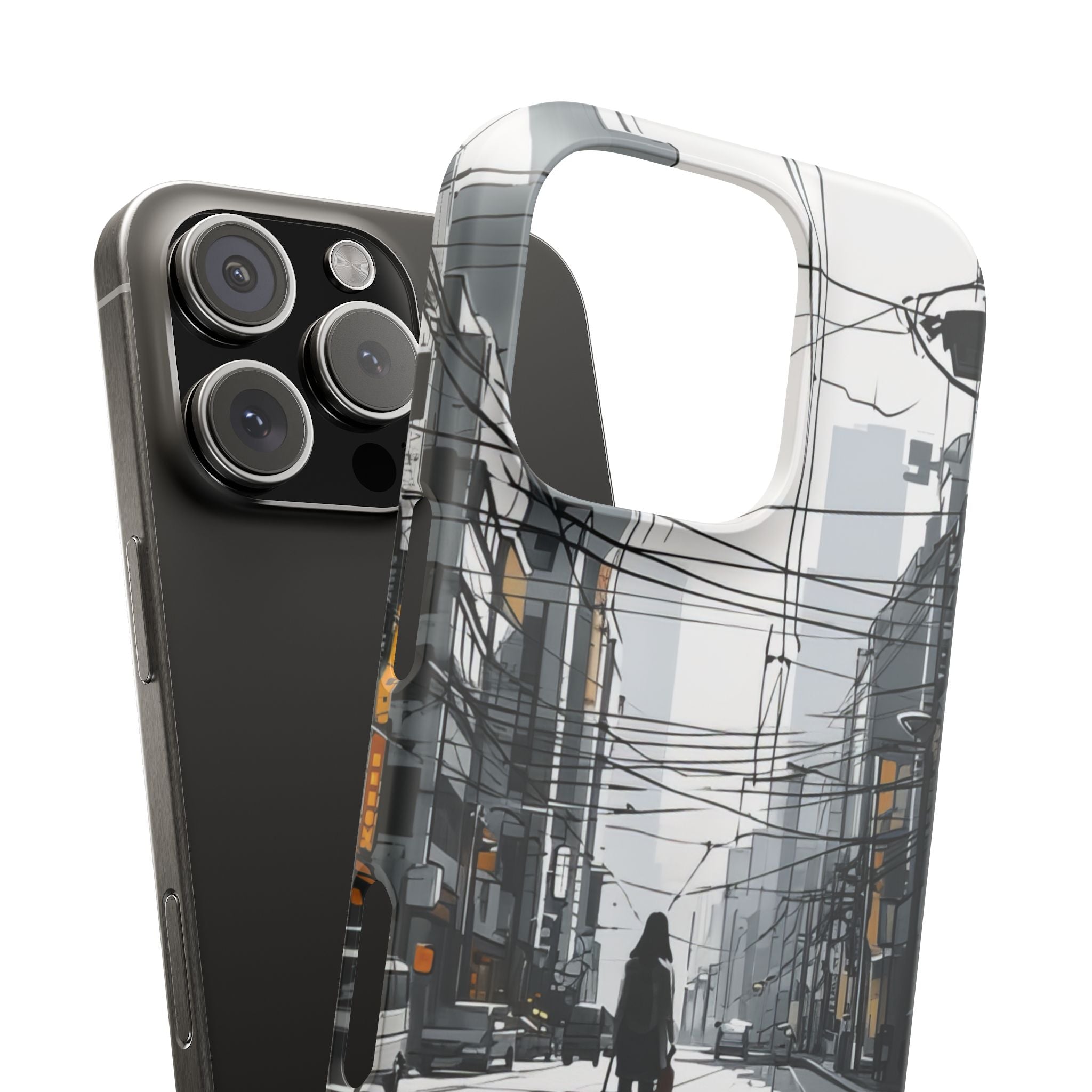 Urban Noir Streetscape iPhone 16 - Slim Phone Case