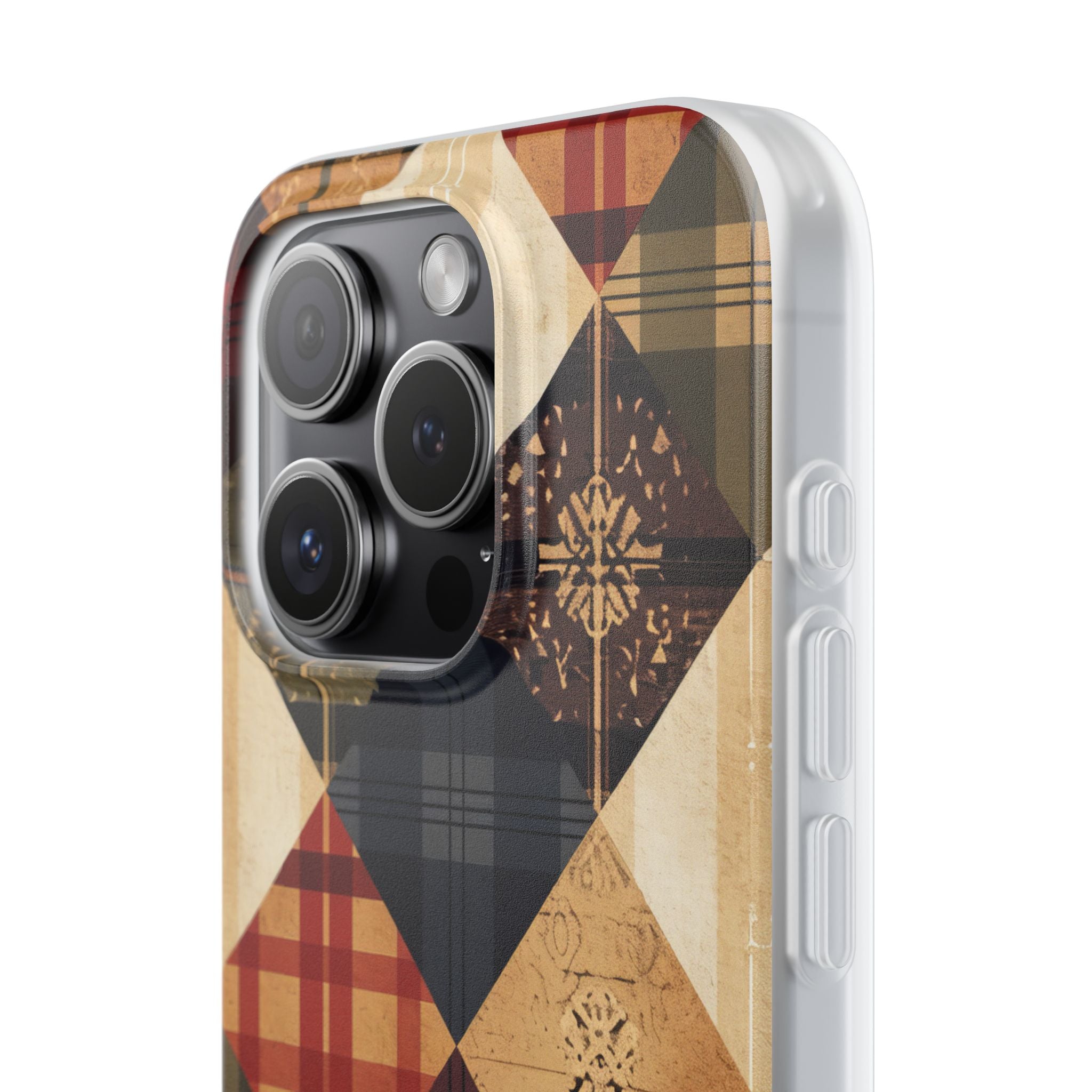 Rustic Geometric Patchwork Harmony iPhone 15 - Flexi Phone Case