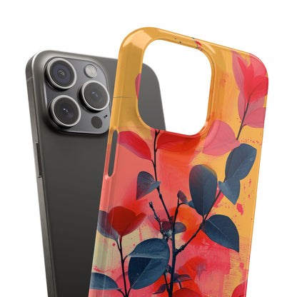 Yellow Botanical Splash - Slim iPhone 15 Phone Case