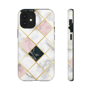 Pink Marble Geometric iPhone Case (Protective) iPhone 12 Mini Matte Phone Case