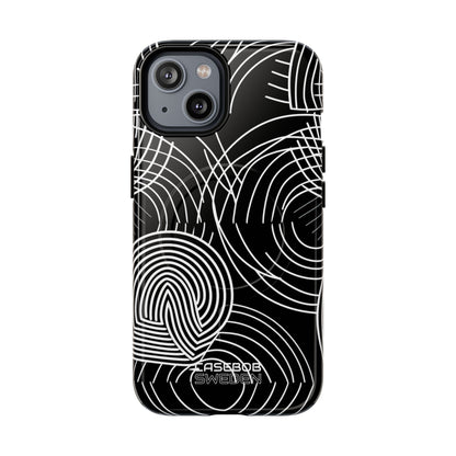 Monochrome Spiral Curves iPhone 14 - Tough+
