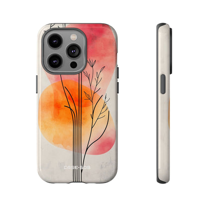 Curved Stem Sunset iPhone 14 Pro Case - Tough