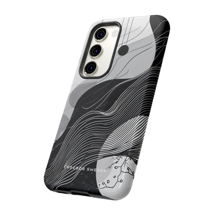 Fluid Rhythms: Monochrome Line Flow Samsung S23 - Tough Phone Case