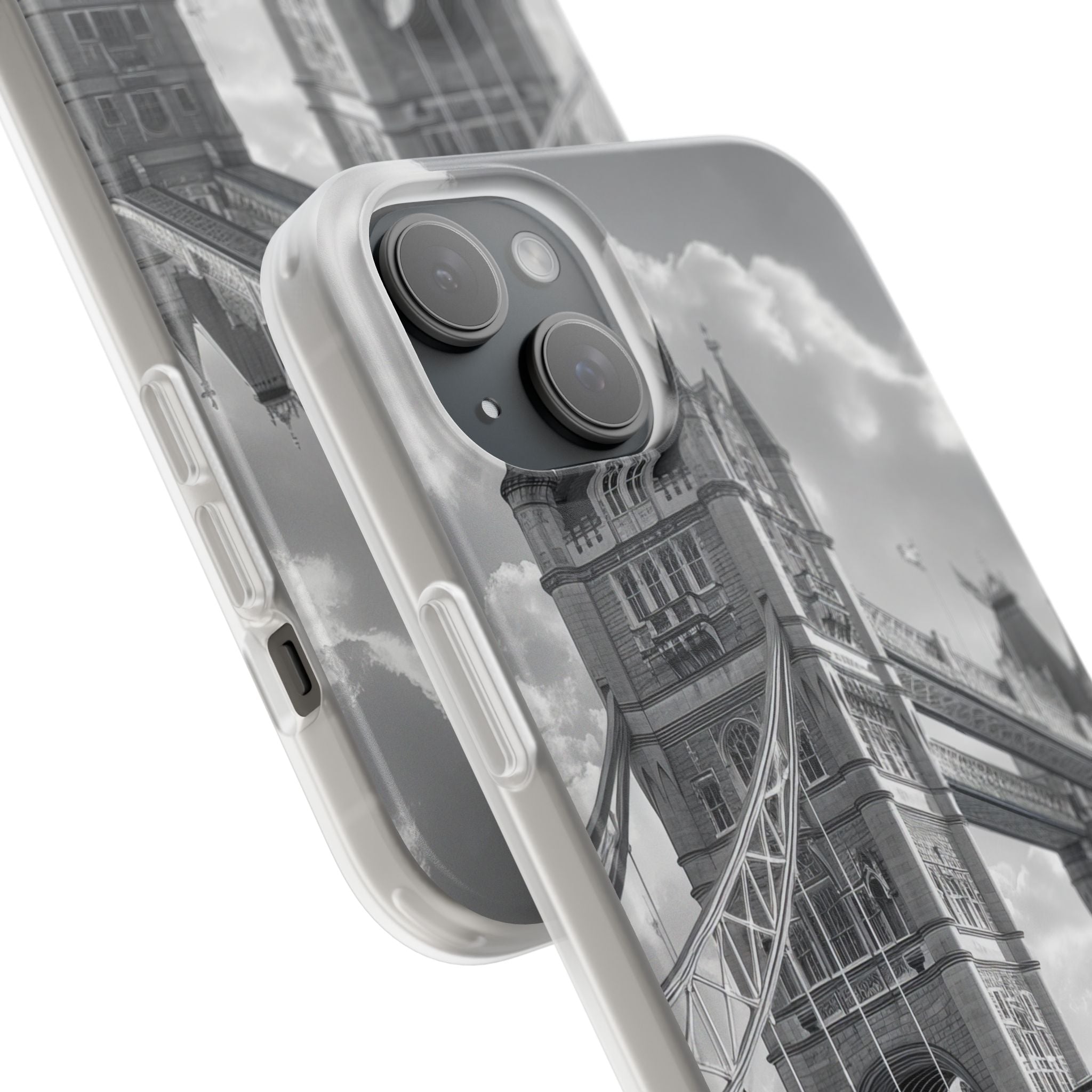 Tower Bridge Monochrome Architecture Study iPhone 15 - Flexi Phone Case