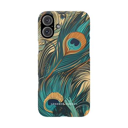 Jugendstil Pfau Eleganz iPhone 16 - Schlanke Handyhülle