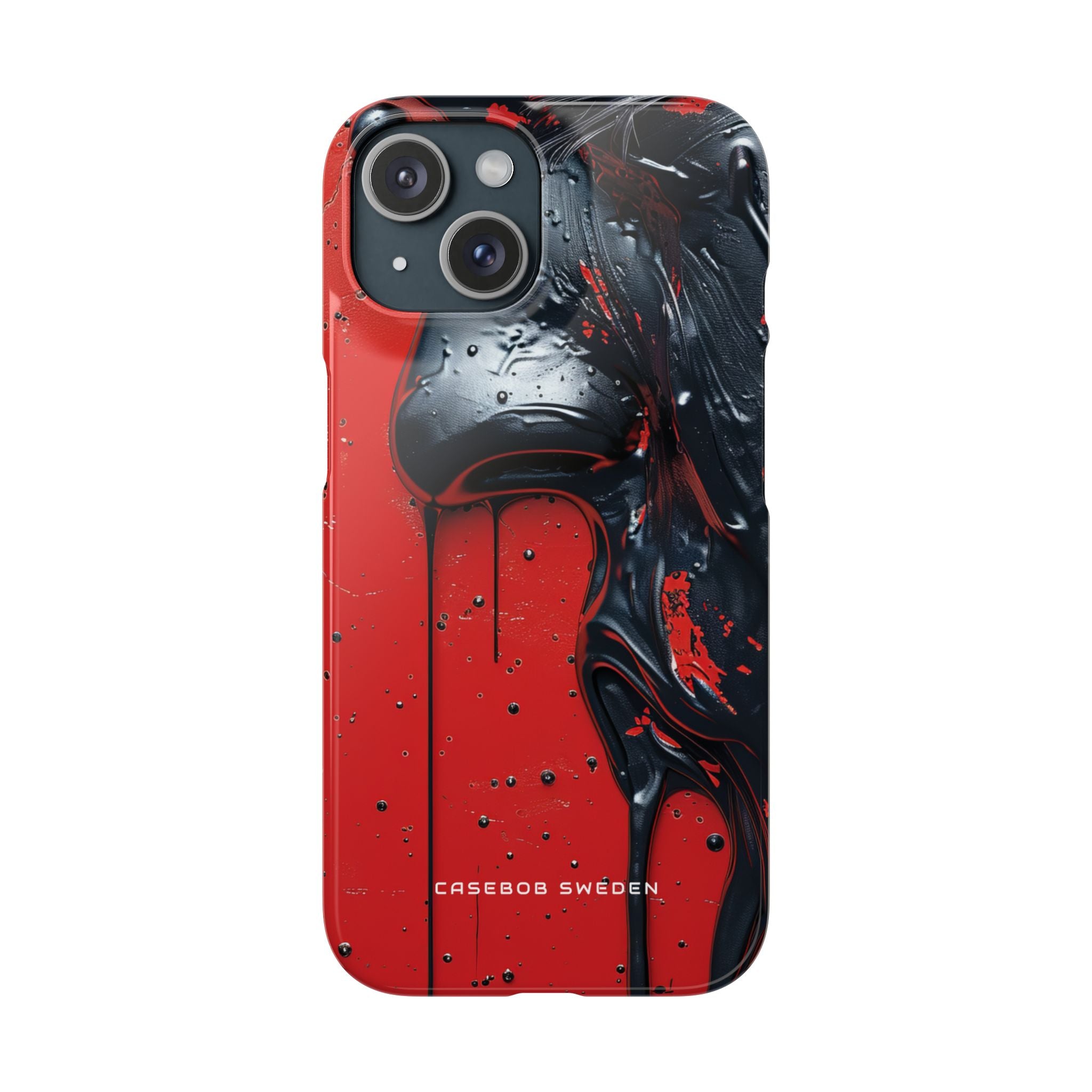 Textured Crimson Bloom iPhone 15 - Slim Phone Case