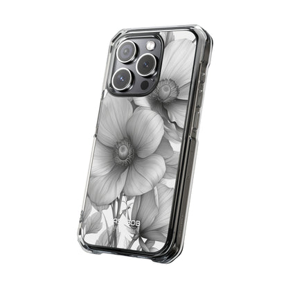 Grayscale Floral Harmony iPhone 15 - Impact Clear+