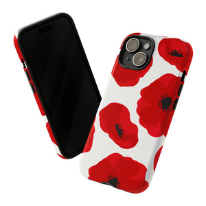 Red poppies on white iPhone case (Protective) - Protective Phone Case