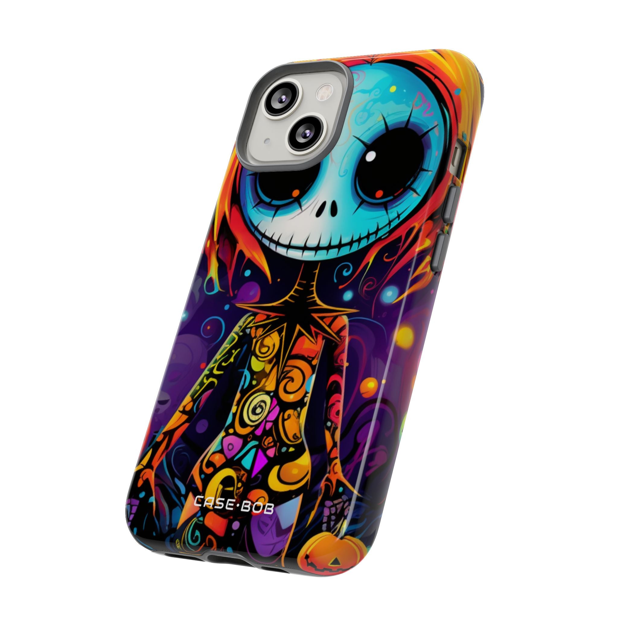 Blue Skull Swirl iPhone 14 Case - Tough