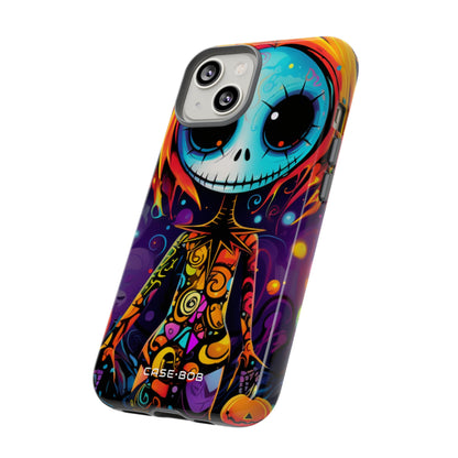 Blue Skull Swirl iPhone 14 Case - Tough