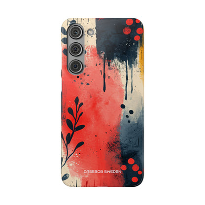 Red Blue Abstract Florals - Slim Samsung S23 Phone Case